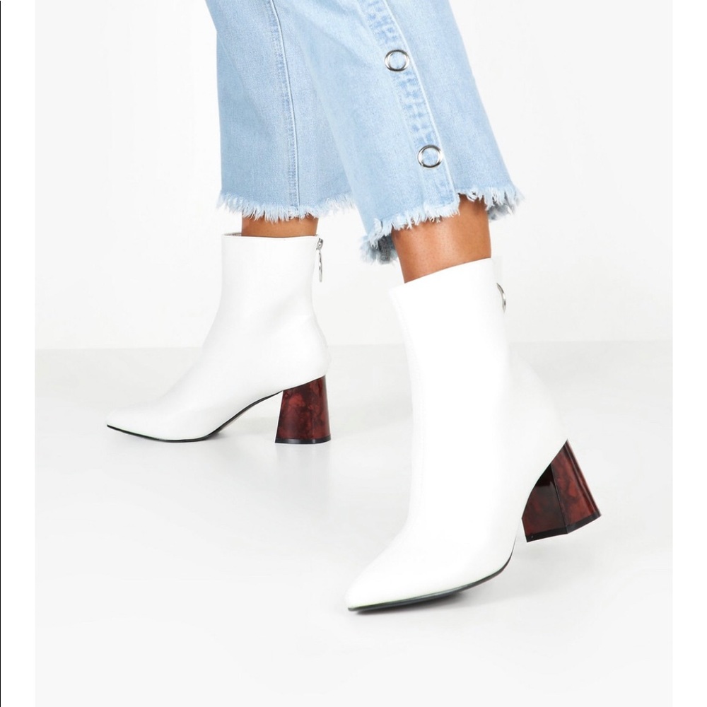 White tortoise heel boots